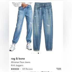 Rag & Bone Miramar Faux Jean Joggers size large, color glass hill